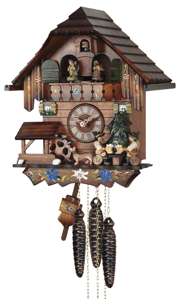 Double-Beer-drinker cuckoo clock with music & dancing couples - Timecentre