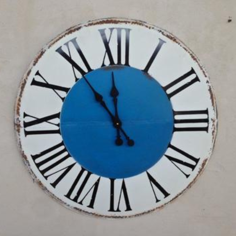 Blue and White Metal Clock 82cm