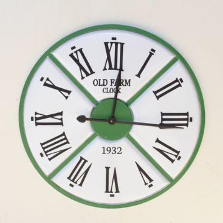 Extra Large Green and White Enamel Clock