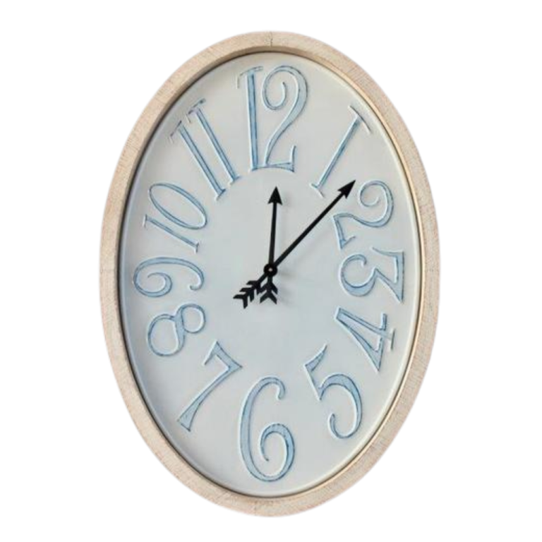 Large White Oval Enamel Clock