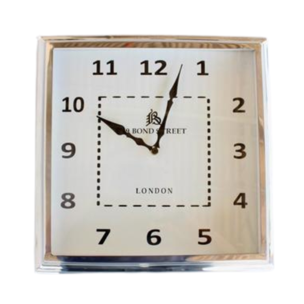 Silver Square Wall Clock