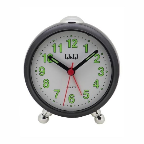 Q&Q Black Analog Bedside Clock - 0283G502Y