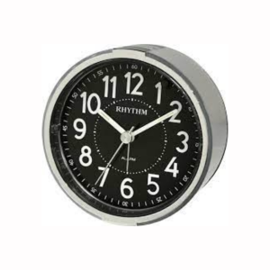 Rhythm Black & Silver Bedside Clock Analog – CRE896NR19