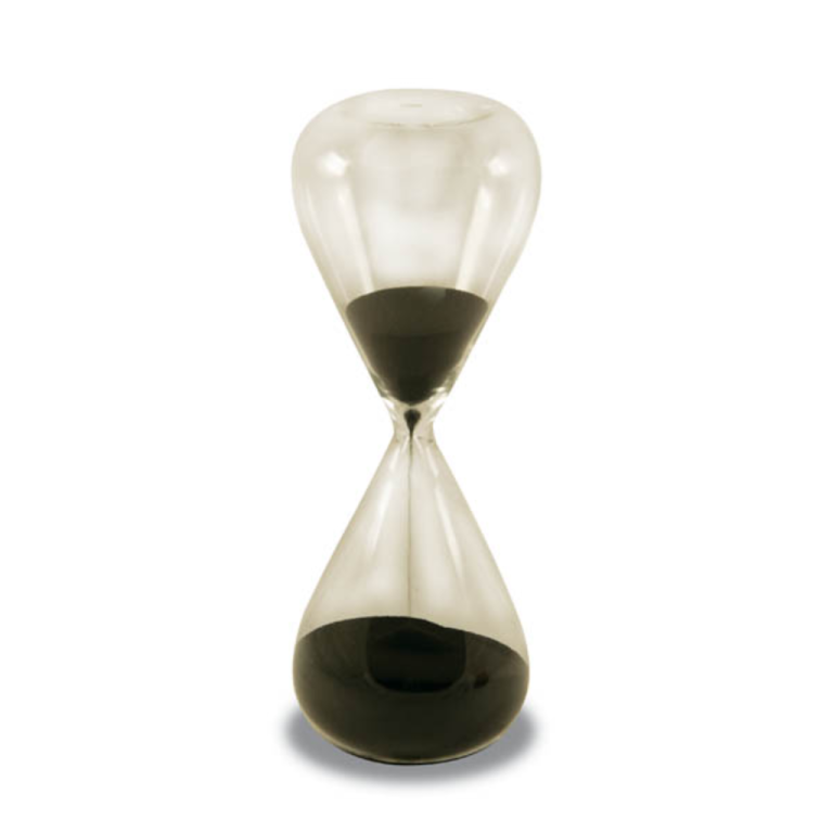 Traditional Sand Timer with Black Sand – height=21cm, 30 minutes.