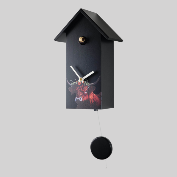 Engstler -Cuckoo Clock modern black cow real wood quartz movement 29cm 360/35Q - Image 2